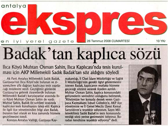 Antalya Ekspres - Badak'tan Kaplıca Sözü - 26 Temmuz 2008