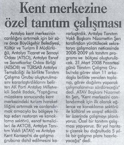 Bakış Antalya - Kent Merkezine Özel Tanıtım Çalışması - 19 Mart 2008