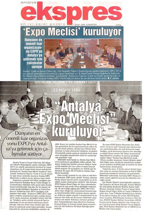 Antalya Ekspres - Antalya Expo Meclisi Kuruluyor - 7 Şubat 2009