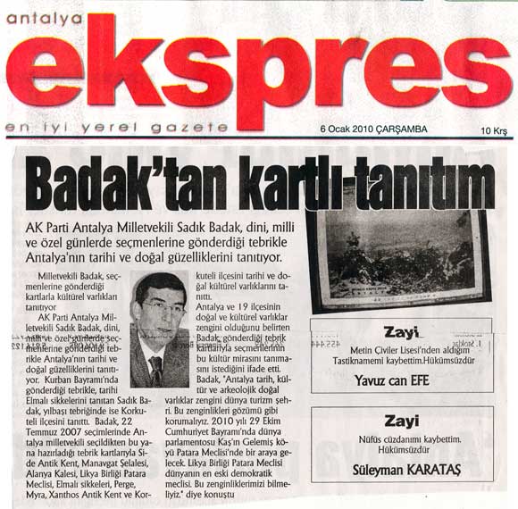 Ekspres-Gazetesi - Badak'tan Kartlı Tanıtım - 6 Ocak 2010