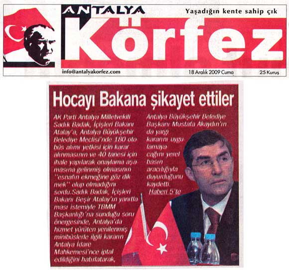 Körfez Gazetesi - Hocayı Bakan'a Şikayet Ettiler - 18 Aralık 2009
