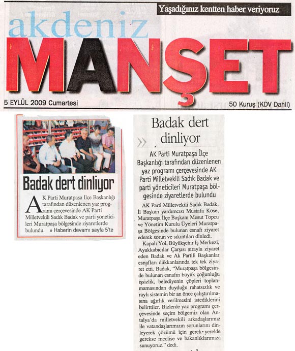 Manşet Gazetesi - Badak Dert Dinliyor - 5 Eylül 2009