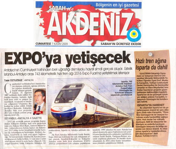 Sabah Akdeniz - EXPO'ya yetişecek - 7 Kasım 2009