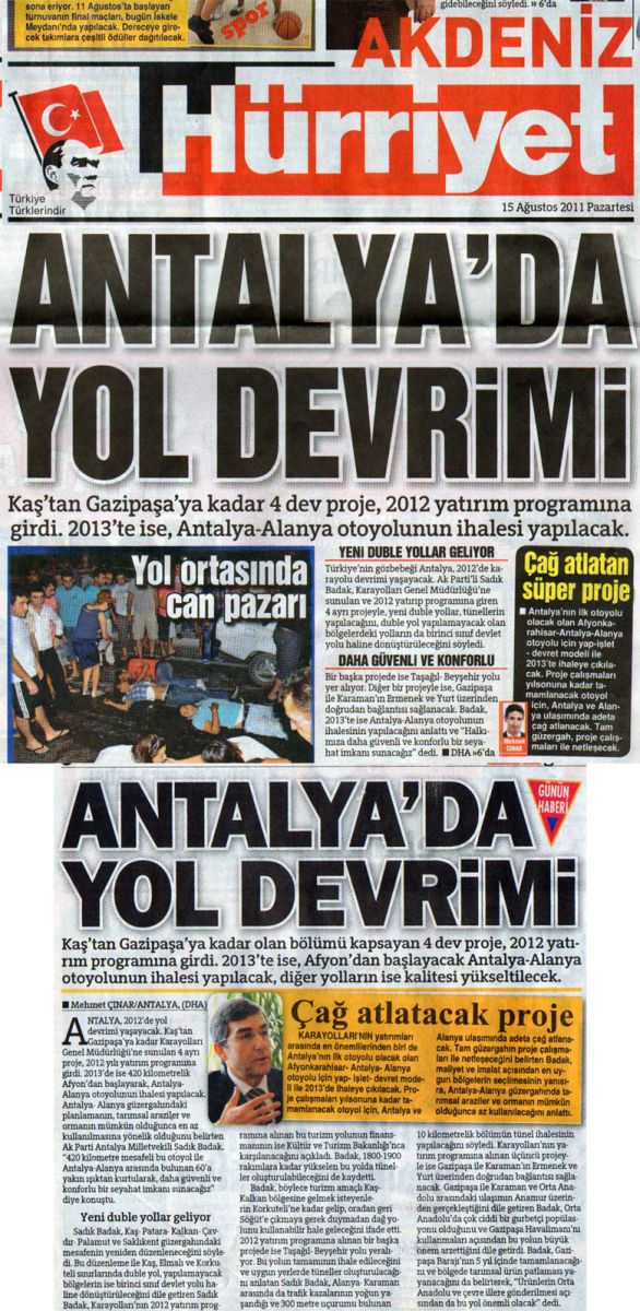 Hürriyet Akdeniz - Antalya'da Yol Devrimi - 15 Ağustos 2011