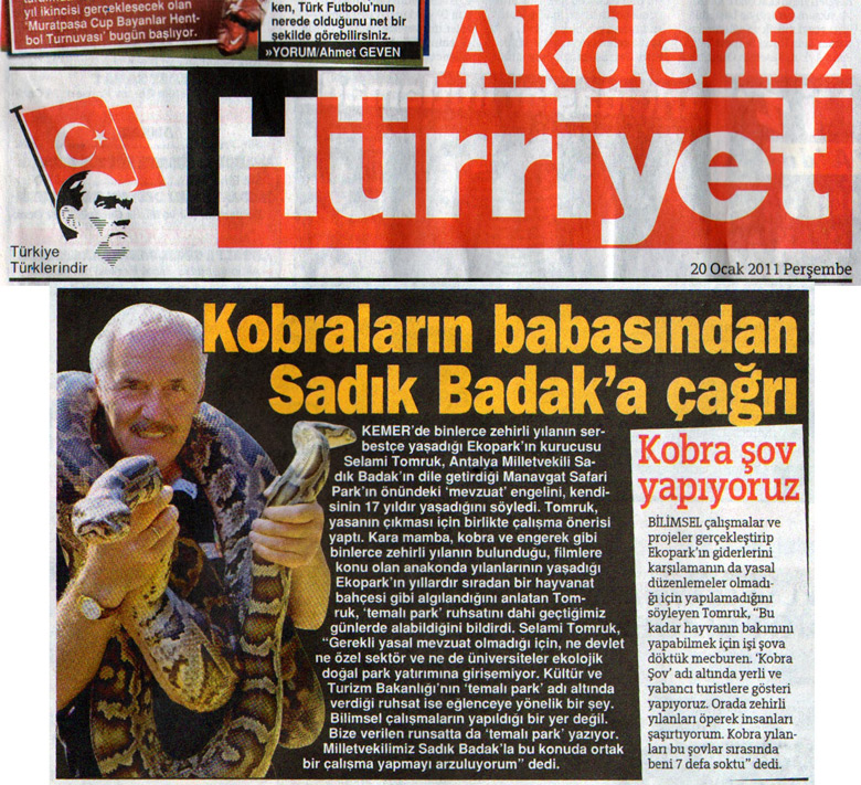 Hürriyet Akdeniz - Kobraların babasından Sadık Badak'a çağrı- 20 Ocak 2011