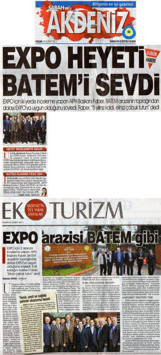 Sabah Akdeniz - EXPO HEYETİ BATEM'İ SEVDİ - 20 Şubat 2011