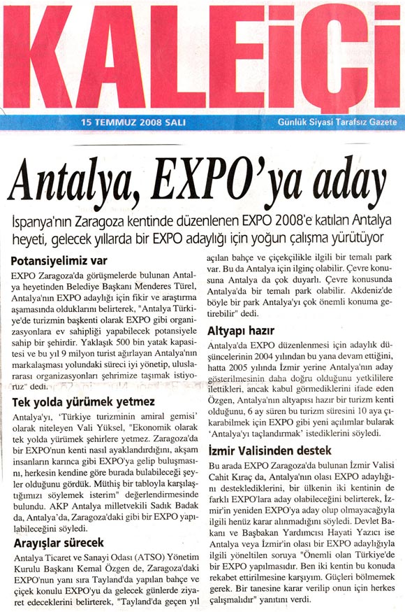 Kaleiçi - Antalya, Expo'ya Aday - 15 Temmuz 2008