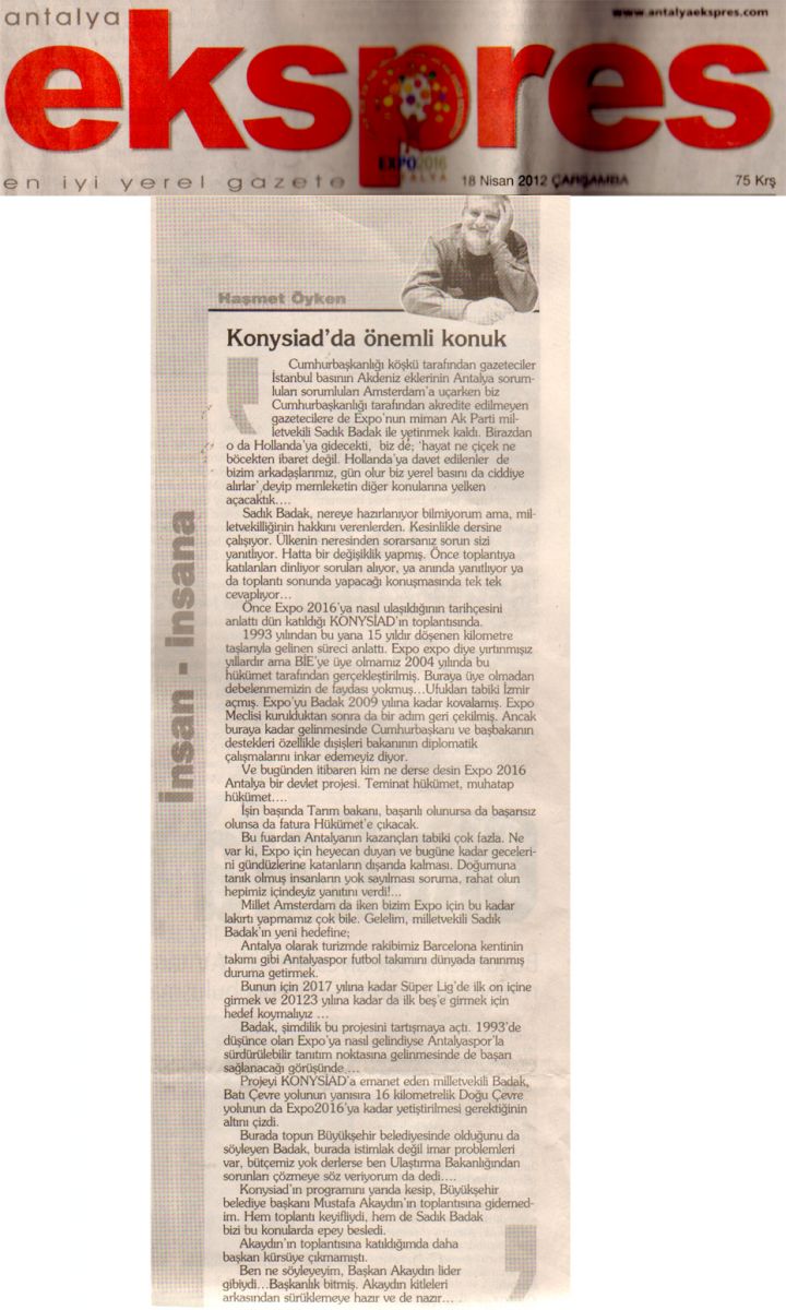 Ekspres - Konysiad'da Önemli Konuk - 18 Nisan 2012