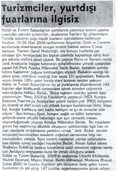 Ekonomi - Turizmciler, Yurtdışı Fuarlarına İlgisiz - 5 Mart 2008