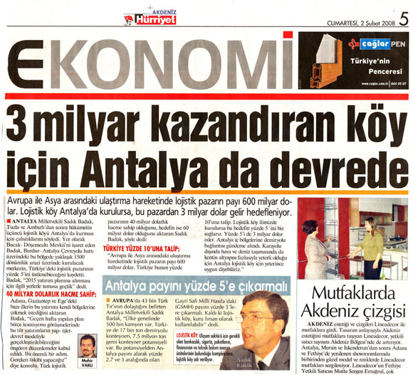 Hürriyet Akdeniz - 3 Milyar Kazandıran Köy İçin Antalya da Devrede - 2 Şubat 2008