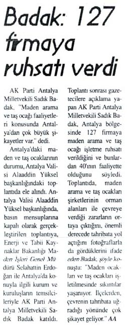 İstiklal - Badak: 127 Firmaya Ruhsat Verdi - 3 Mart 2008