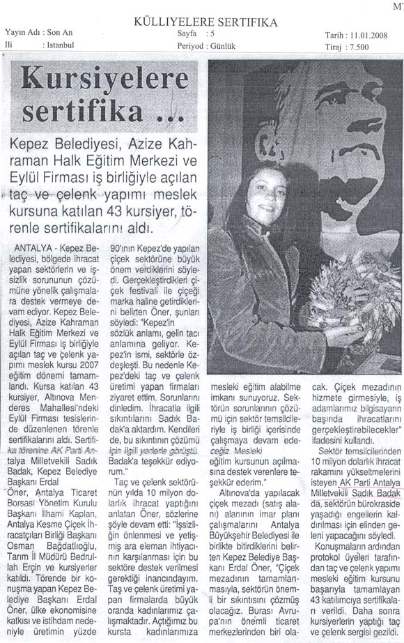 Son An - Kursiyerlere Sertifika - 11 Ocak 2008