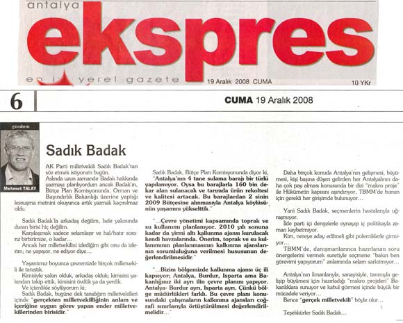 Antalya Ekspres - Sadık Badak - 19 Aralık 2008