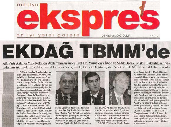 Antalya Ekspres - Ekdağ TBMM'de - 26 Haziran 2009