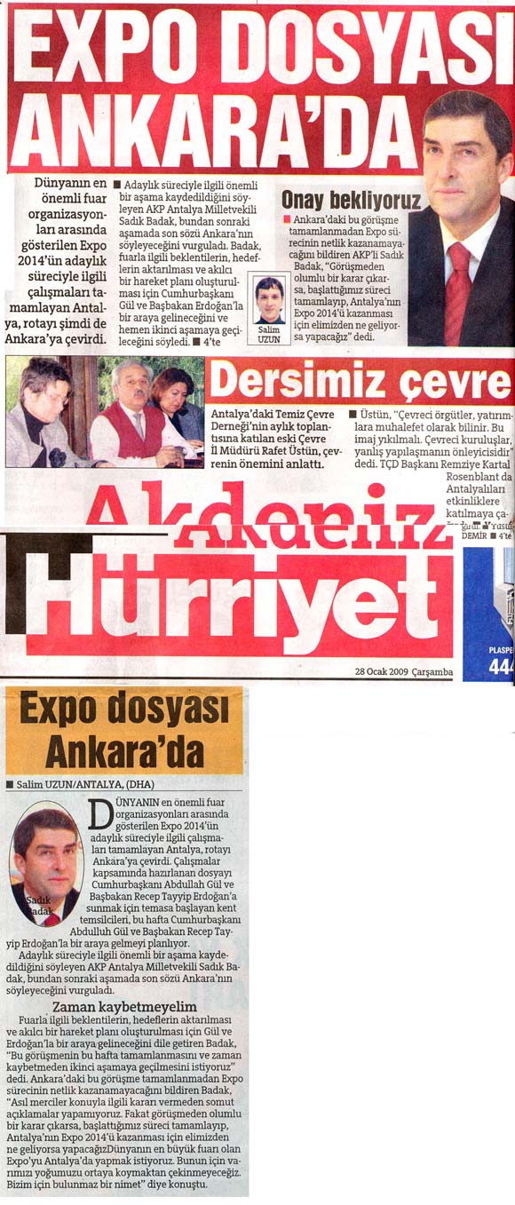 Hürriyet Akdeniz - EXPO Dosyası Ankara'da - 28 Ocak 2009
