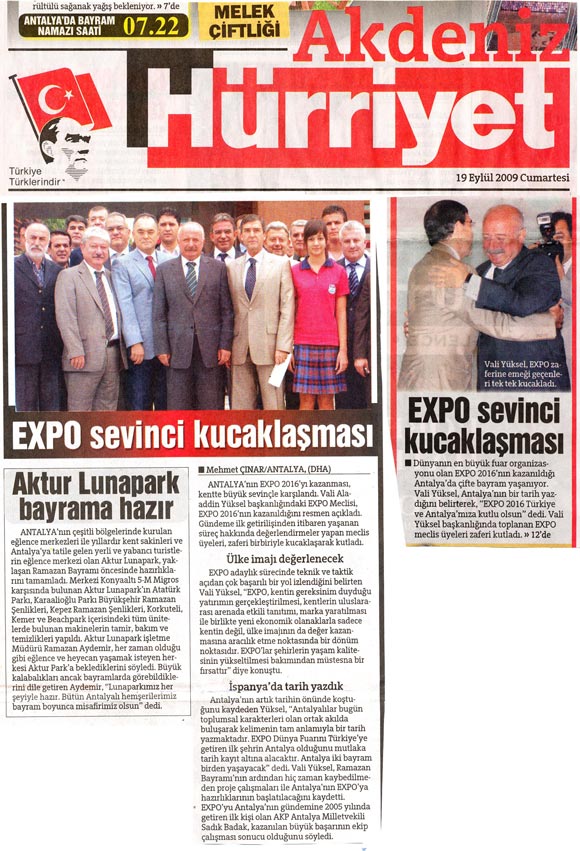 Hürriyet Akdeniz - Expo Sevinci Kucaklaşması - 19 Eylül 2009