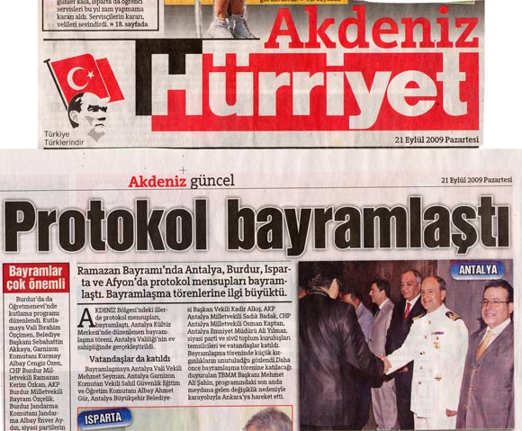 Hürriyet Akdeniz - Protokol Bayramlaştı - 21 Eylül 2009