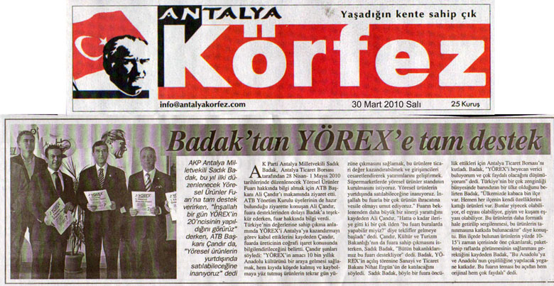 Körfez Gazetesi - Badak'tan YÖREX'e Tam Destek - 30 Mart 2010