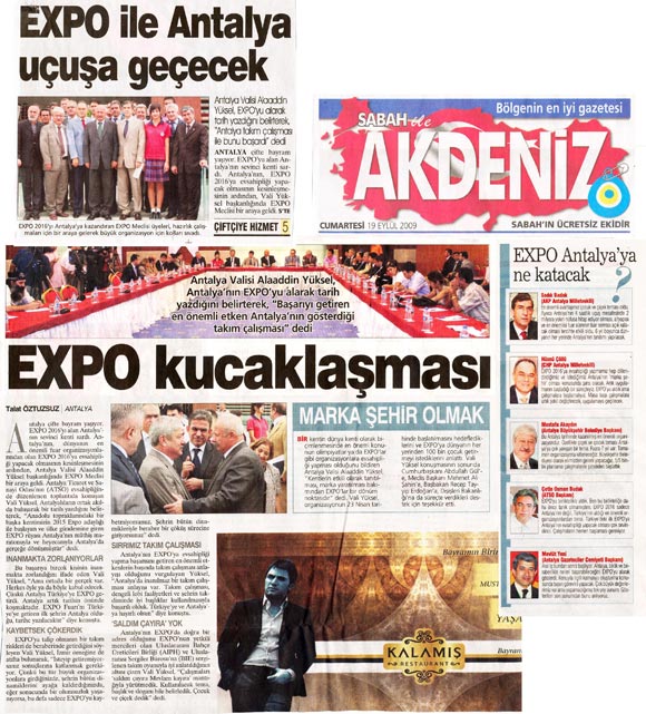 Sabah Akdeniz - Expo ile Antalya Uçuşa Geçecek - 19 Eylül 2009