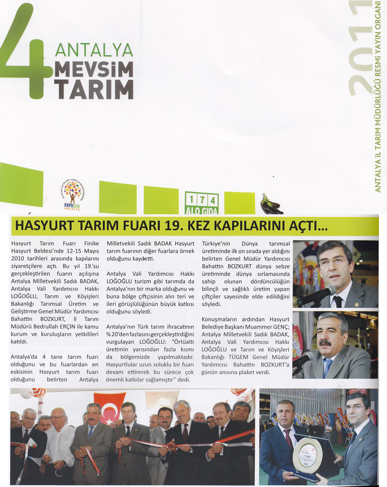 4 MEVSİM TARIM ANTALYA 2011 - HASYURT TARIM FUARI 19. KEZ KAPILARINI AÇTI...