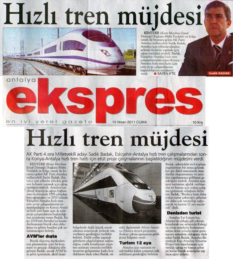 Ekspres - Hızlı tren müjdesi - 15 Nisan 2011