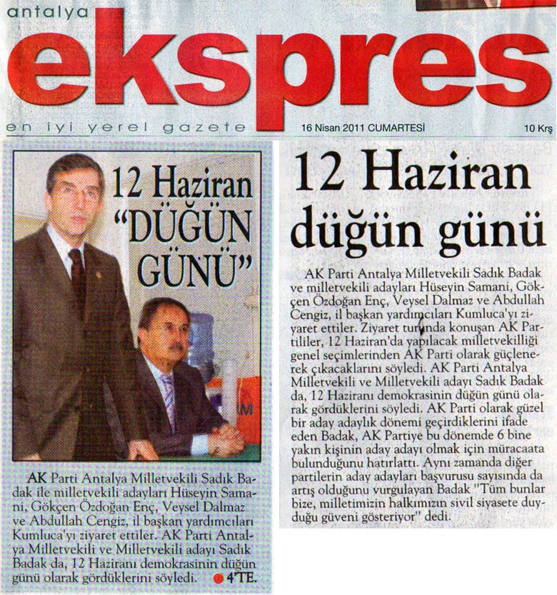 Ekspres - 12 Haziran düğün günü - 16 Nisan 2011