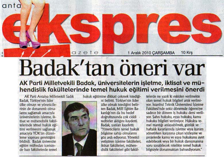 Ekspres - Badak'tan öneri var - 1 Aralık 2010