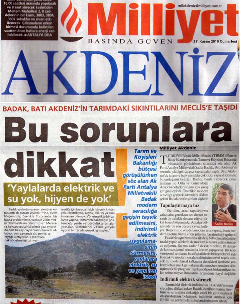 Milliyet Akdeniz - Bu sorunlara dikkat - 27 Kasım 2010