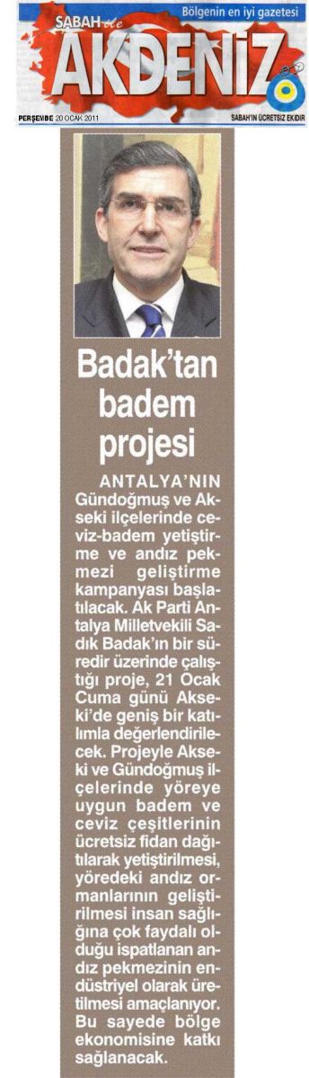 Sabah Akdeniz - Badak'tan badem projesi - 20 Ocak 2011