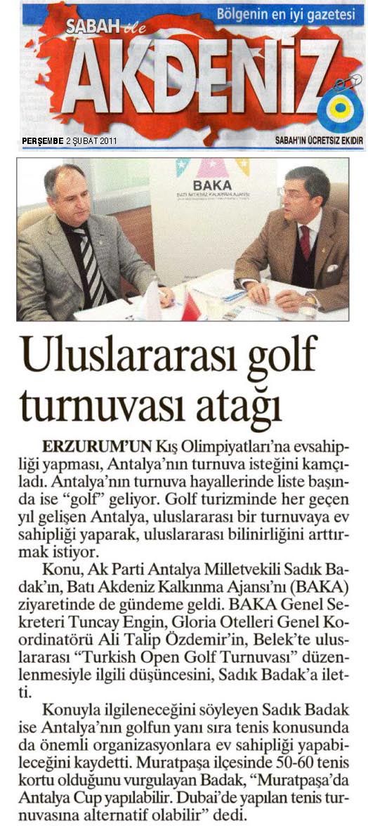 Sabah Akdeniz - Uluslararası golf turnuvası atağı - 2 Şubat 2011