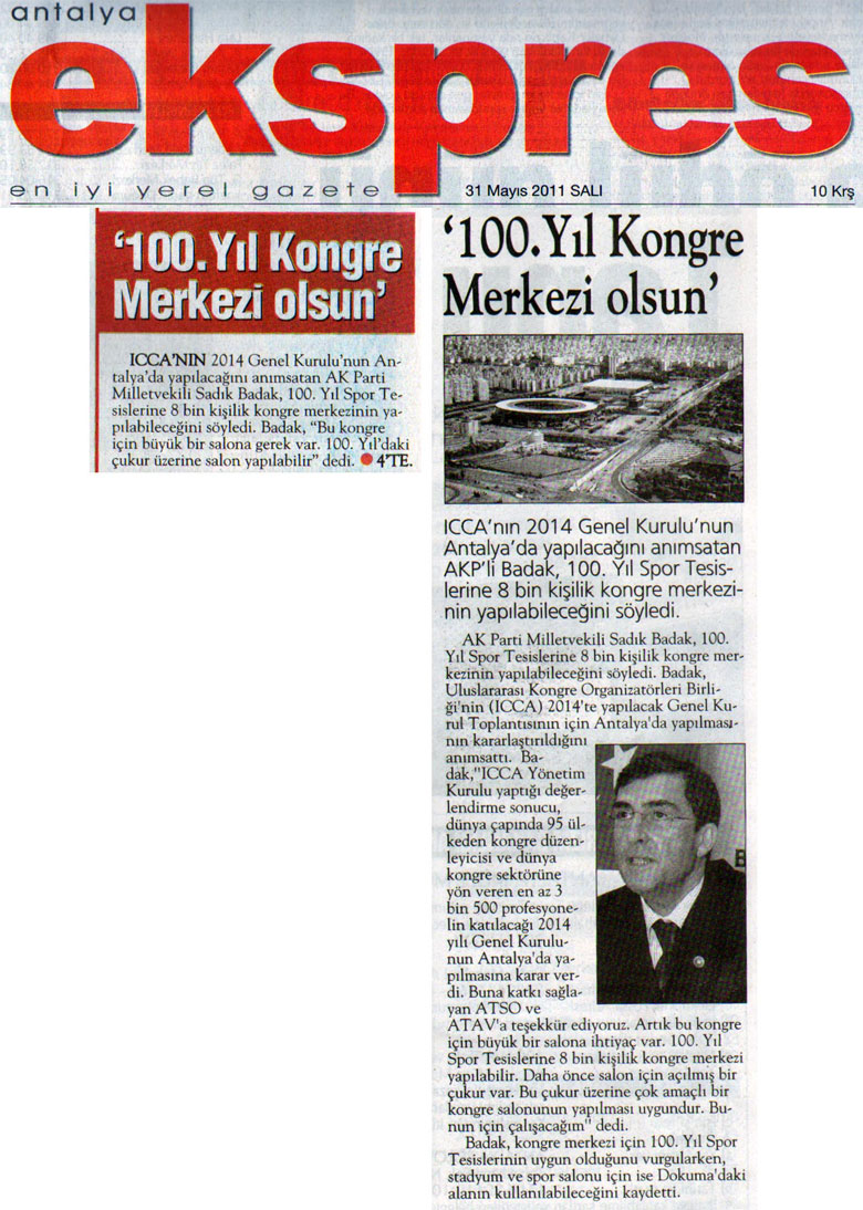 Ekspres - '100. Yıl Kongre Merkezi olsun' - 31 Mayıs 2011