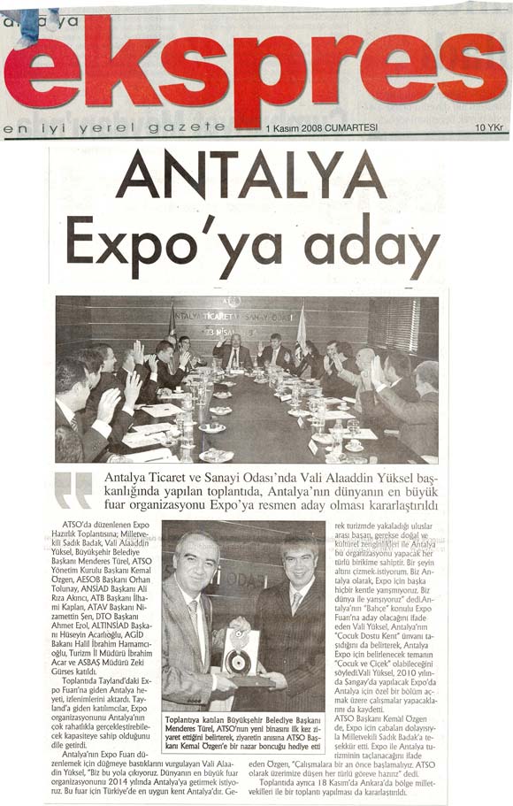 Antalya Ekspres - Antalya Expo'ya Aday - 1 Kasım 2008
