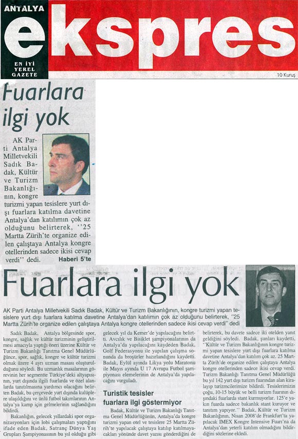 Antalya Ekspres - Fuarlara İlgi Yok - 5 Mart 2008