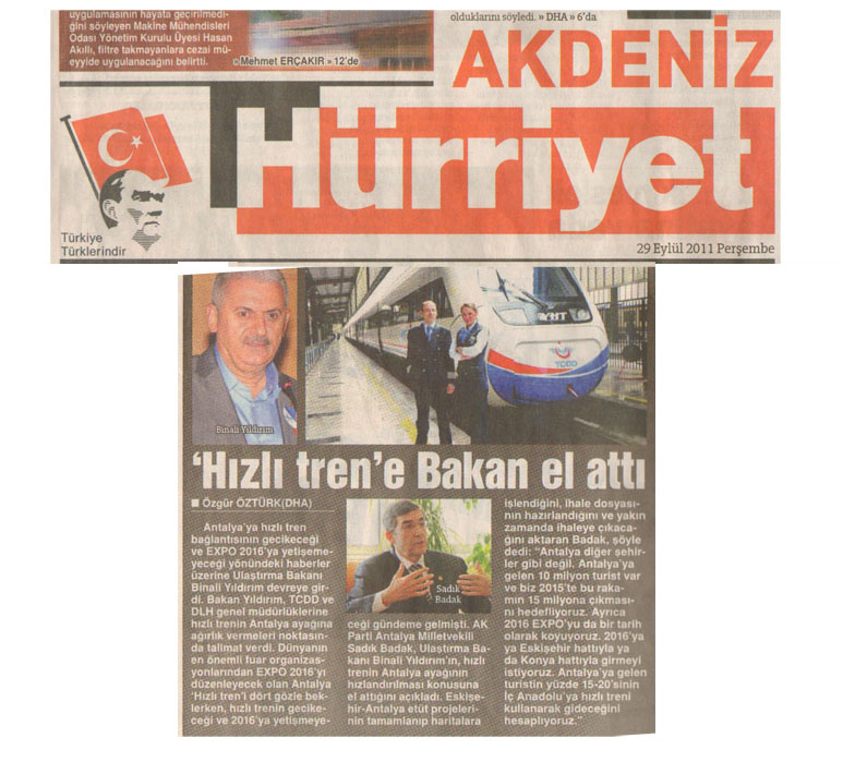 Hürriyet Akdeniz - Hızlı Trene Bakan El Attı - 29 Eylül 2011