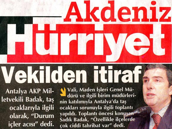 Hürriyet Akdeniz - Vekilden İtiraf - 27 Şubat 2008