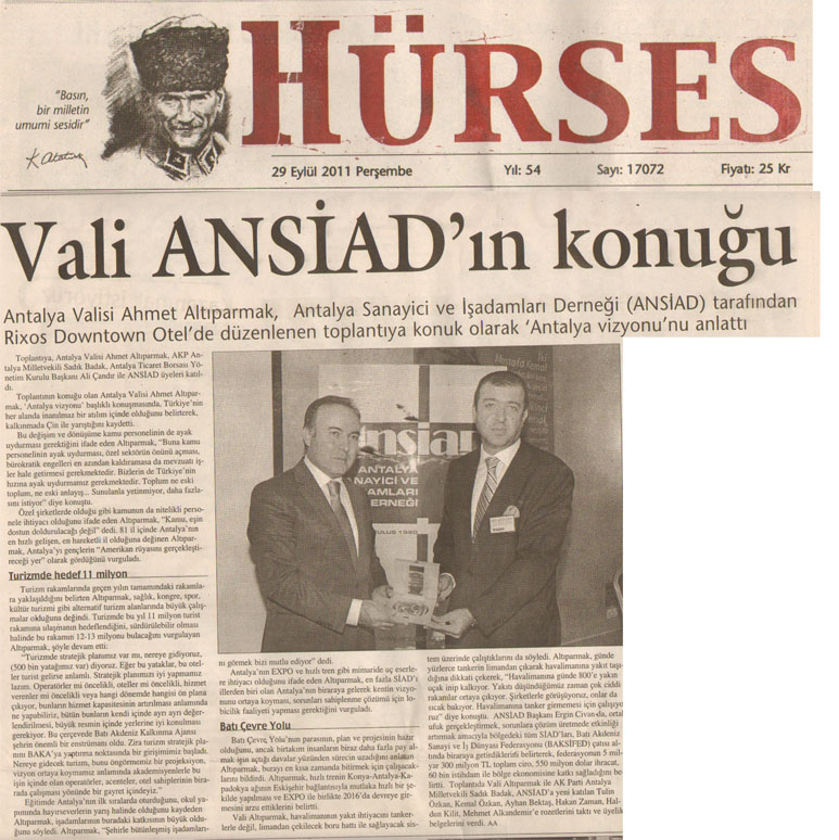 Hürses - Vali ANSİAD'ın Konuğu - 29 Eylül 2011