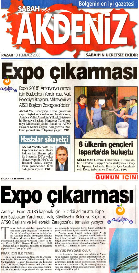 Sabah Akdeniz - Expo Çıkarması - 13 Temmuz 2008