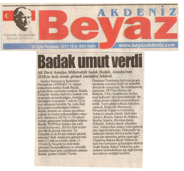 Beyaz Akdeniz - Badak Umut Verdi - 29 Eylül 2011