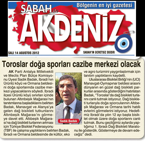 Sabah Akdeniz - Toroslar Doğa Sporları Cazibe Merkezi Olacak - 14 Ağustos 2012