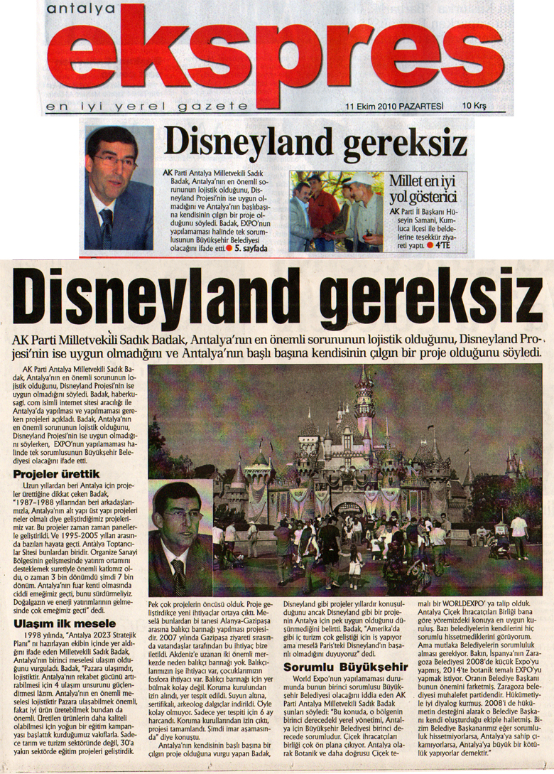 Ekspres - Disneyland gereksiz - 11 Ekim 2010