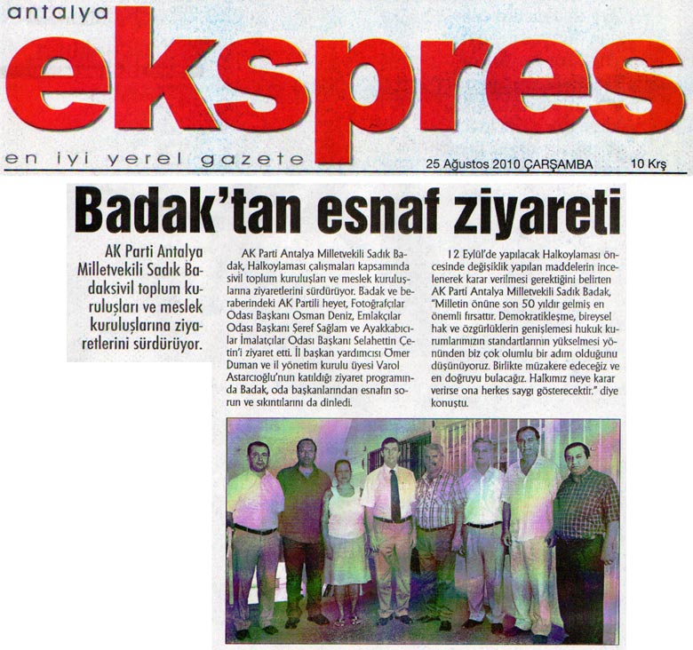Ekspres Gazetesi - Badak'tan Esnaf Ziyareti - 25 Ağustos 2010