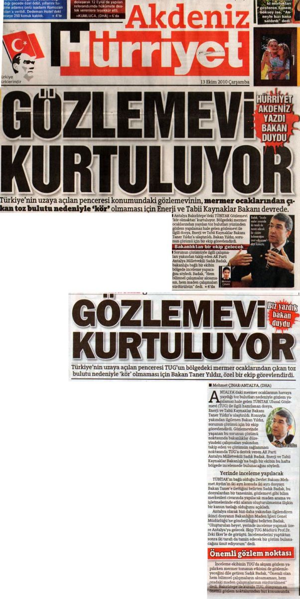 Hürriyet Akdeniz - GÖZLEMEVİ KURTULUYOR - 13 Ekim 2010