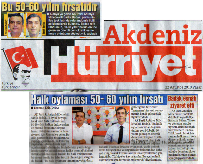 Hürriyet Akdeniz - Halk Oylaması 50-60 Yılın Fırsatıdır - 22 Ağustos 2010