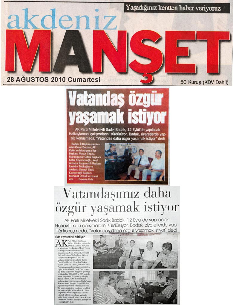 Manşet Gazetesi - Vatandaş Özgür Yaşamak İstiyor - 28 Ağustos 2010