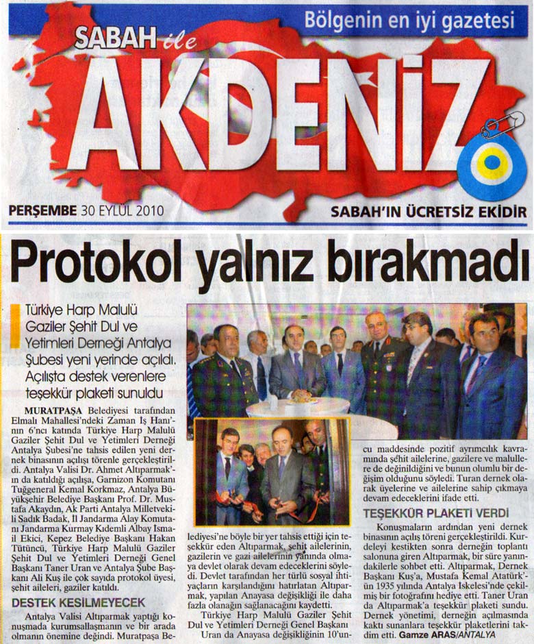 Sabah Akdeniz - Protokol yalnız bırakmadı - 30 Eylül 2010