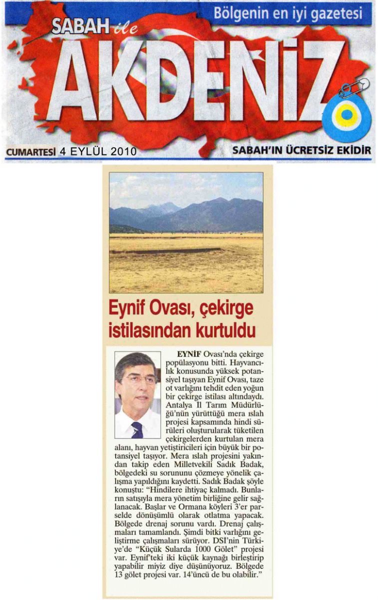 Sabah Akdeniz - Eynif Ovası, çekirge istilasından kurtuldu  - 4 Eylül 2010