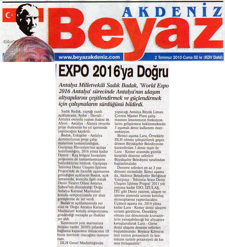 Beyaz - EXPO 2016'ya Doğru - 2 Temmuz 2010