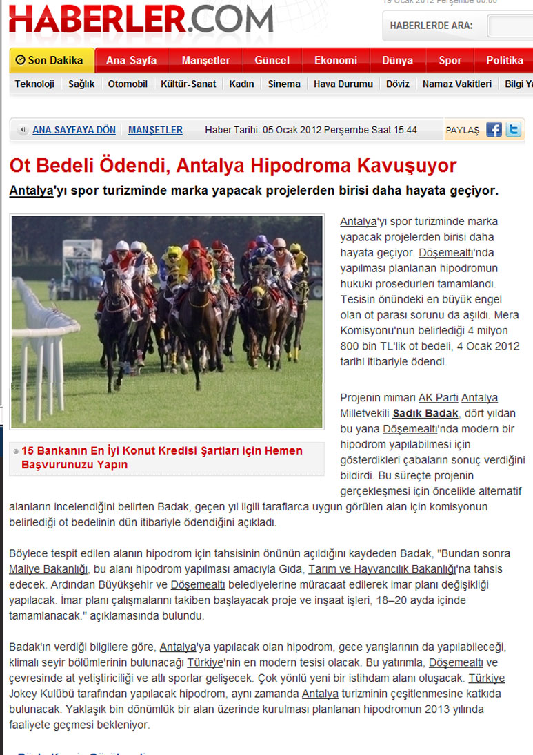 haberler.com - Ot Bedeli Ödendi, Antalya Hipodroma Kavuşuyor - 5 Ocak 2012