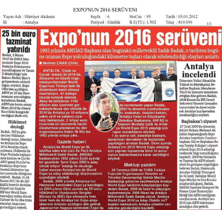 Hürriyet Akdeniz - Expo'nun 2016 Serüveni - 3 Ocak 2012