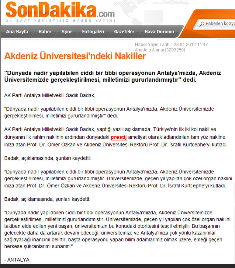sondakika.com - Akdeniz Üniversitesi'ndeki Nakiller - 23 Ocak 2012